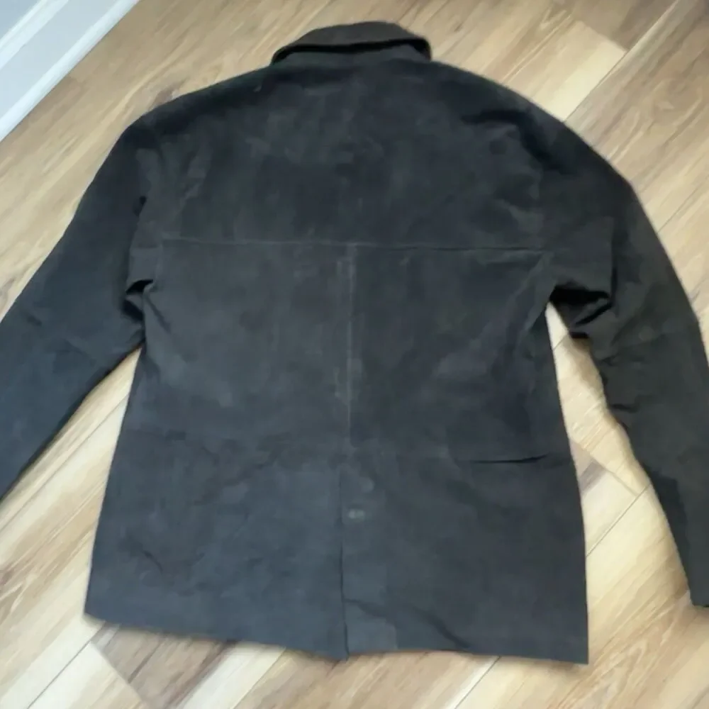 Zara Leather Collection Suede Button Up Jacket Med NWT Black Coat 4341/734/774